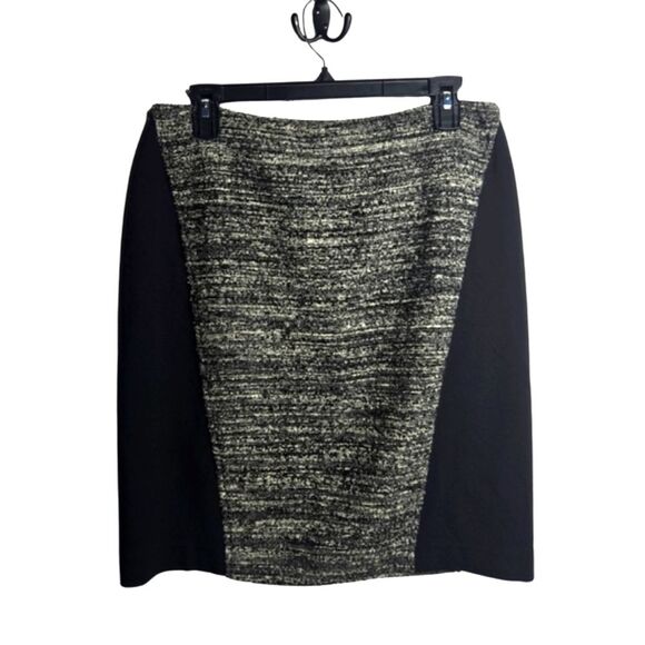 Ann Taylor Multimedia Wool Tweed Corpcore Pencil Skirt Neutral Textured Size 8 - Picture 1 of 8